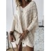 Women V  Neck Solid Color Hollow Out Dolman Sleeeve Knit Sweaters