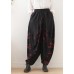 Pants red printed wide leg autumn cotton and linen literary linen harem pants