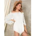 Solid Lace Patchwork Off Shoulder Mini Dress