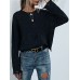 Women Printing O  Neck Long Sleeves Casual Loose Knitted Sweater