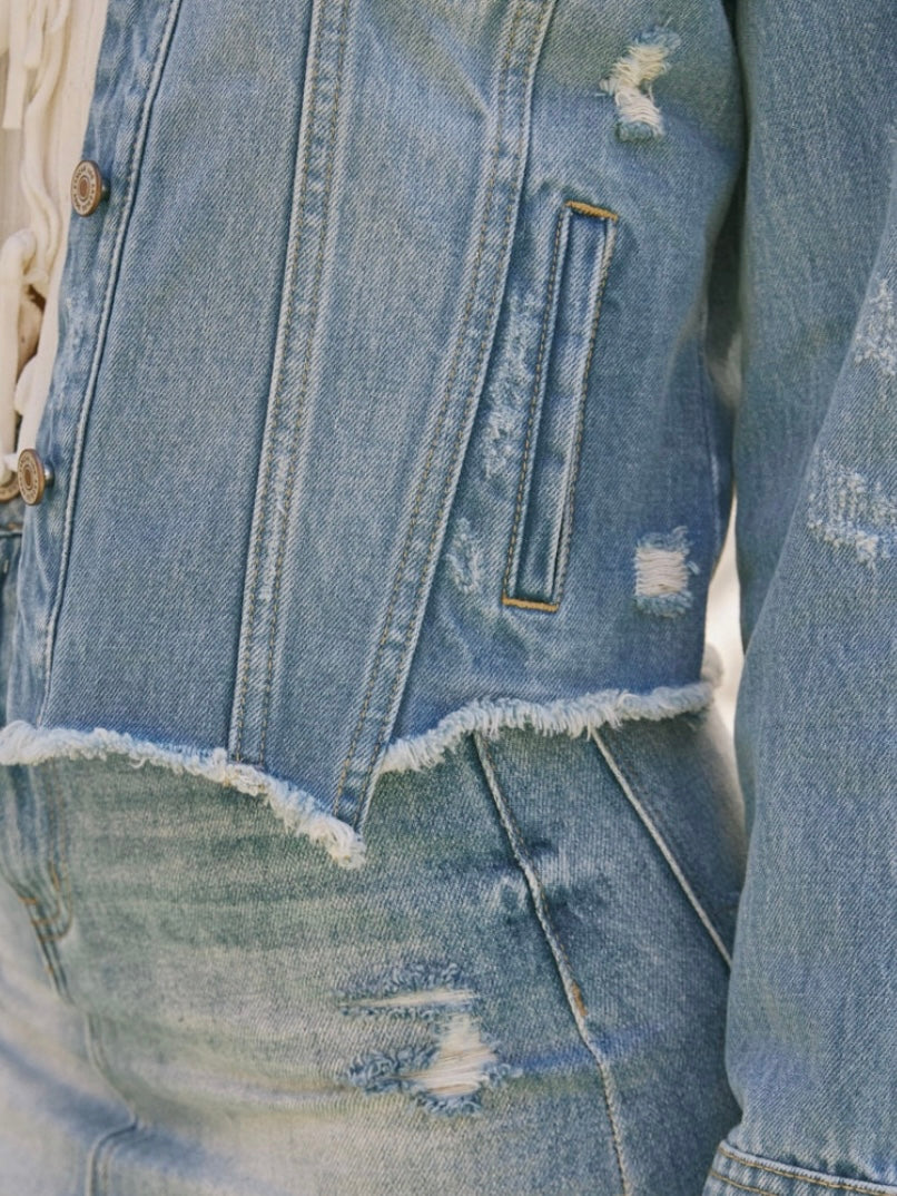 Raw Hem Blue Jean Jacket Raw Hem Blue Jean Jacket