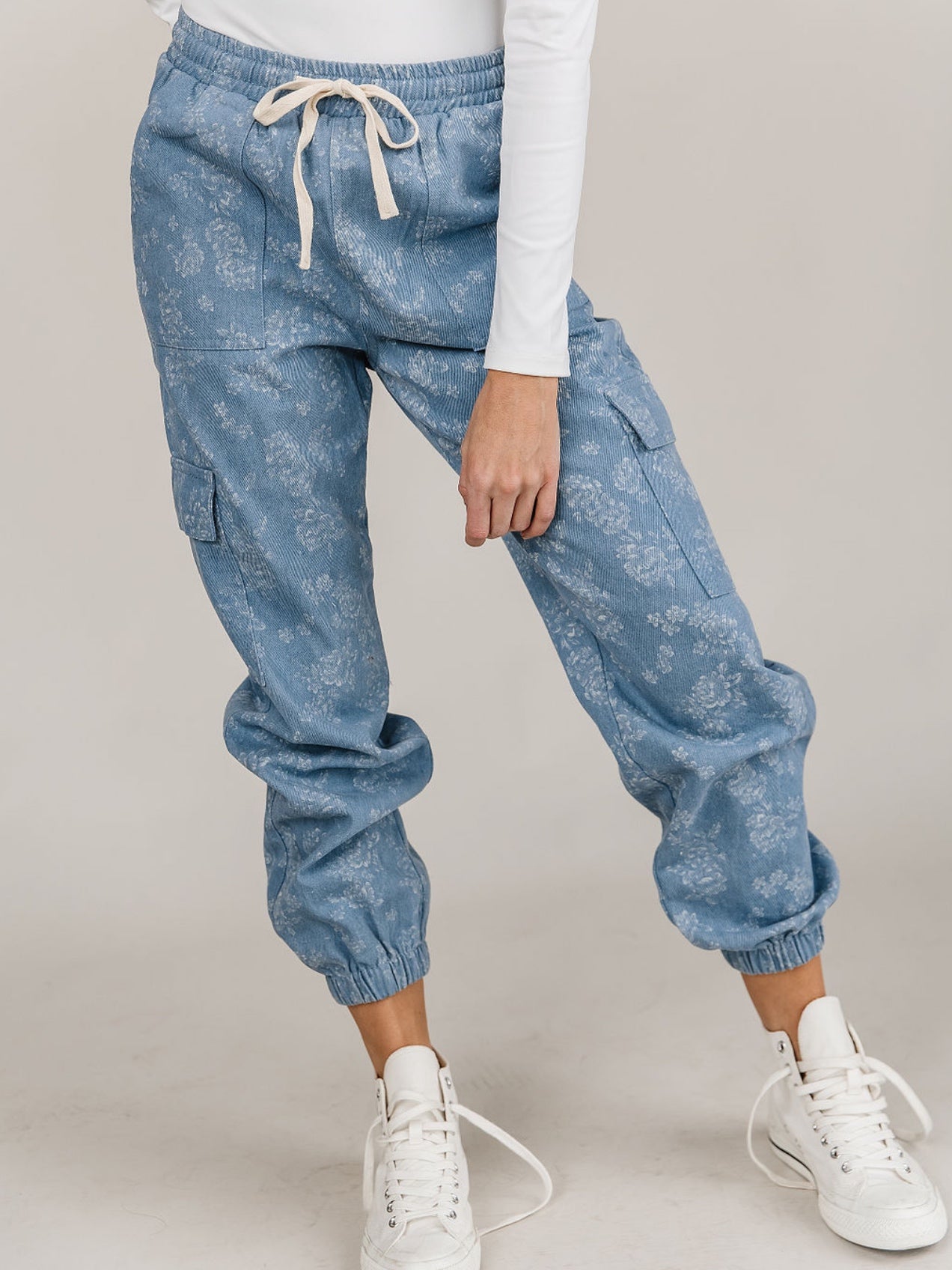 Floral Denim Jogger
