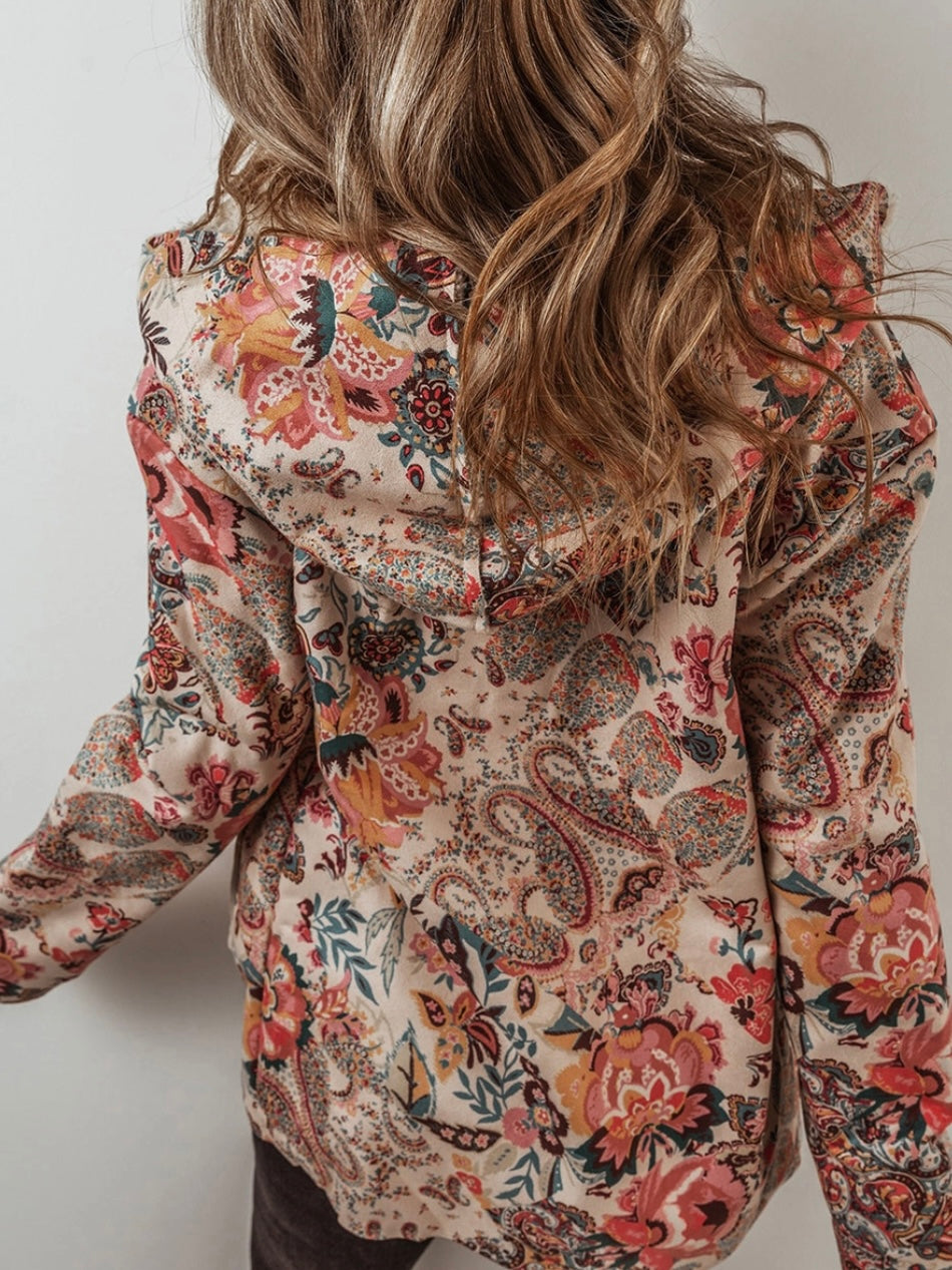 Sherpa Lined Floral Hooded Jacket Sherpa Lined Floral Hooded Jacket
