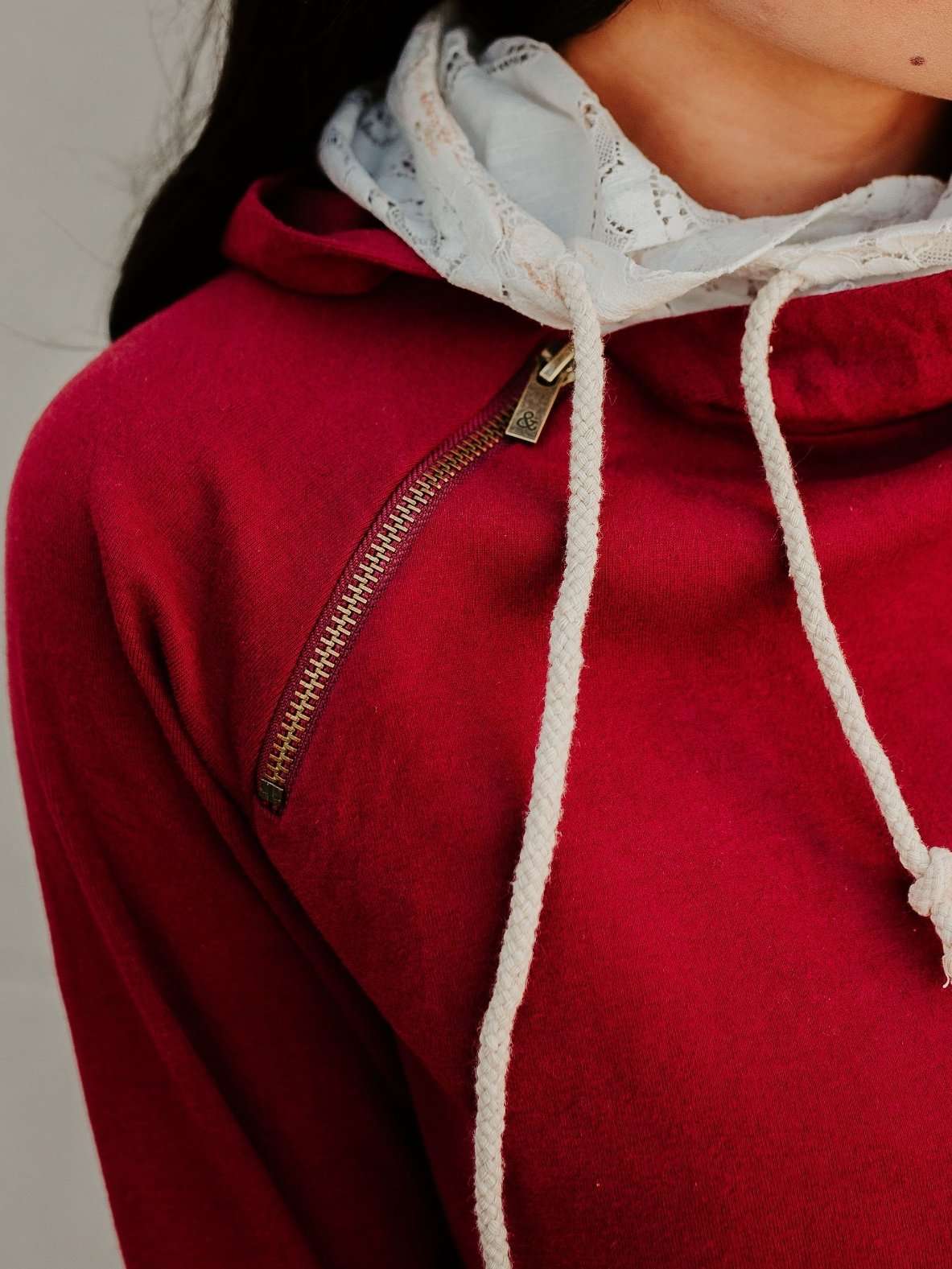 Lovely Lace Burgundy Hoodie Lovely Lace Burgundy Hoodie