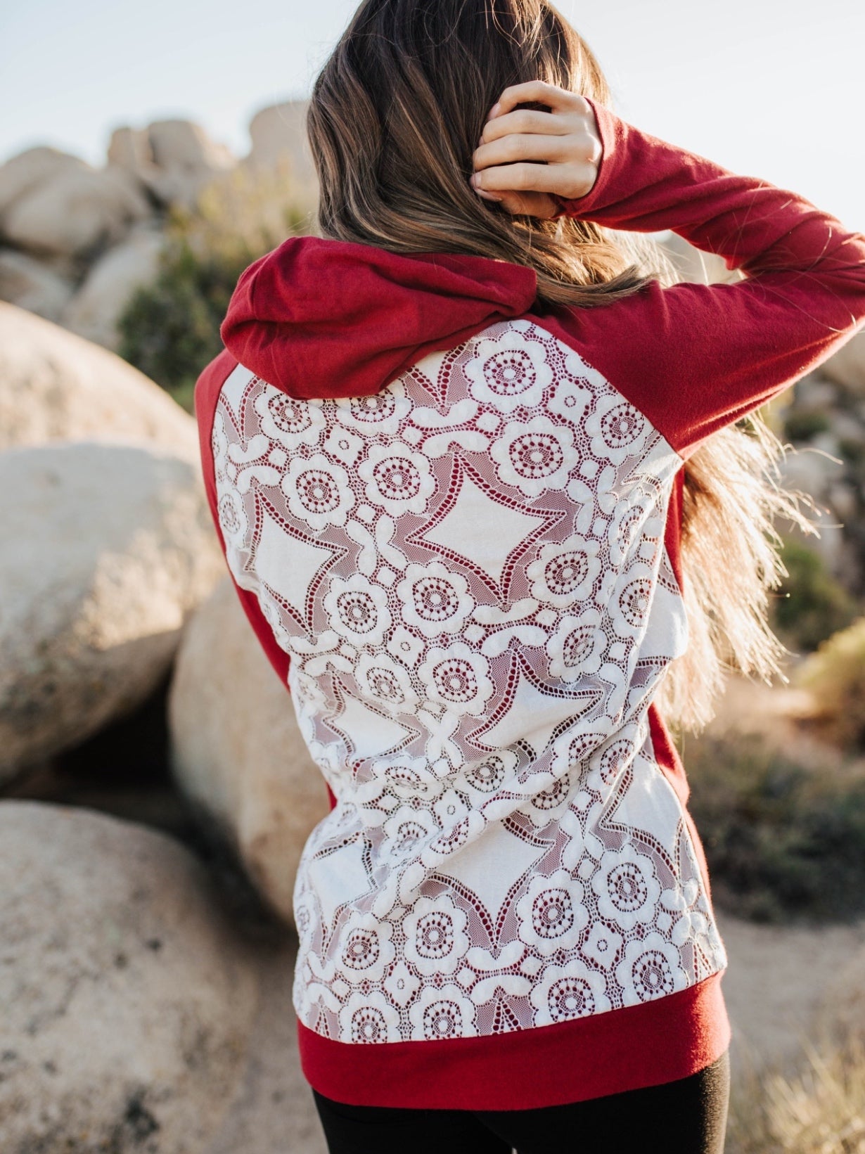 Lovely Lace Burgundy Hoodie Lovely Lace Burgundy Hoodie