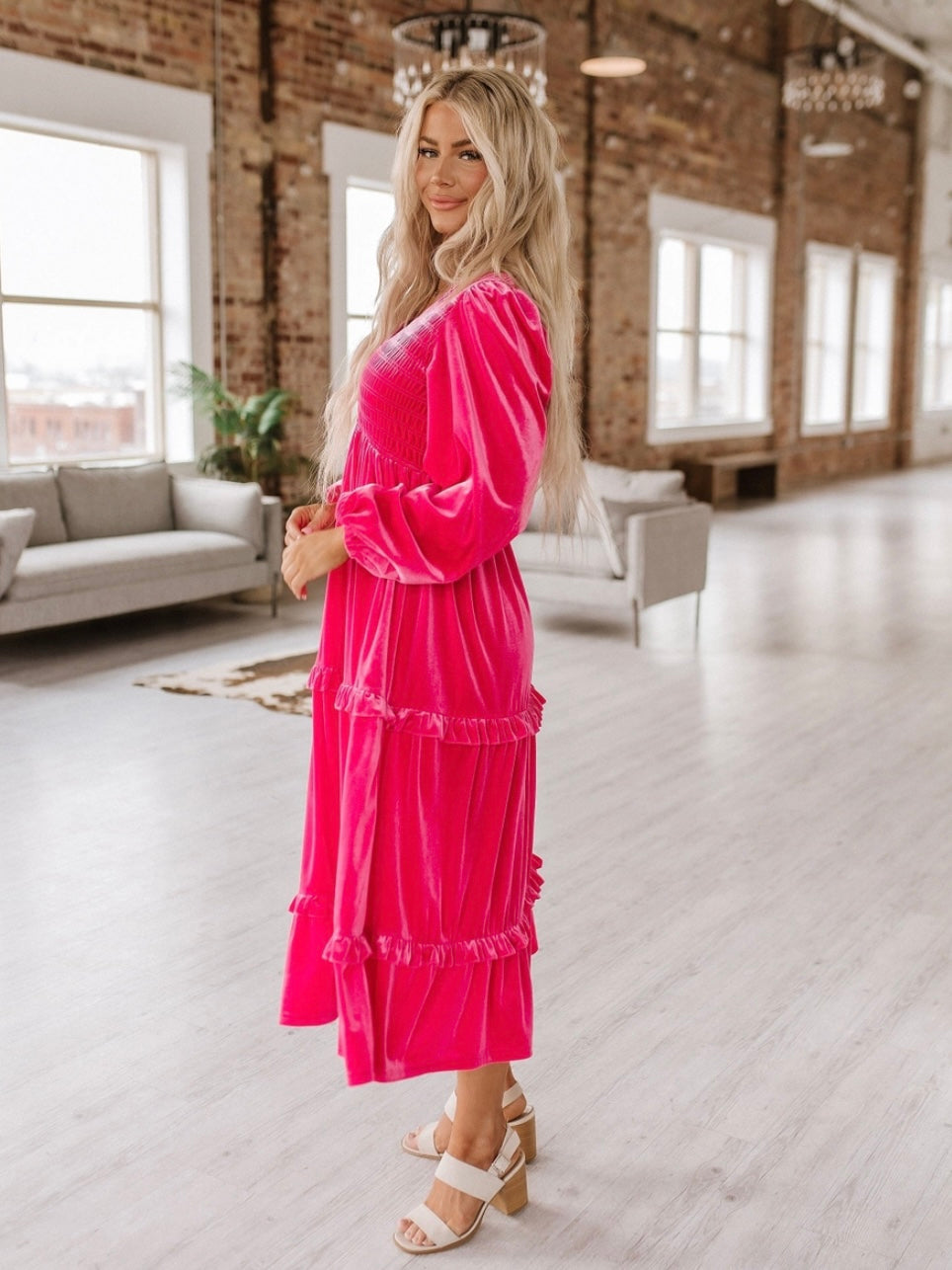 Blushing Pink Velvet Dress