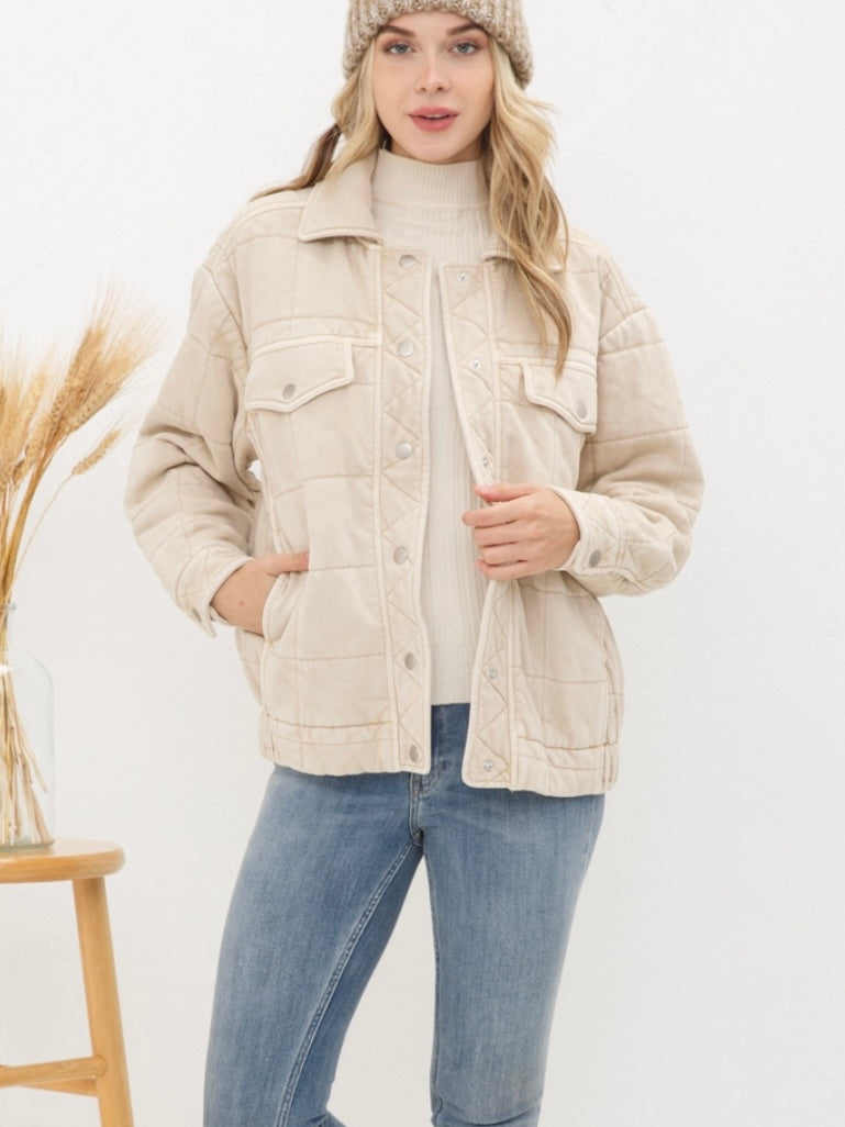 Stone Washed Quilted Jacket