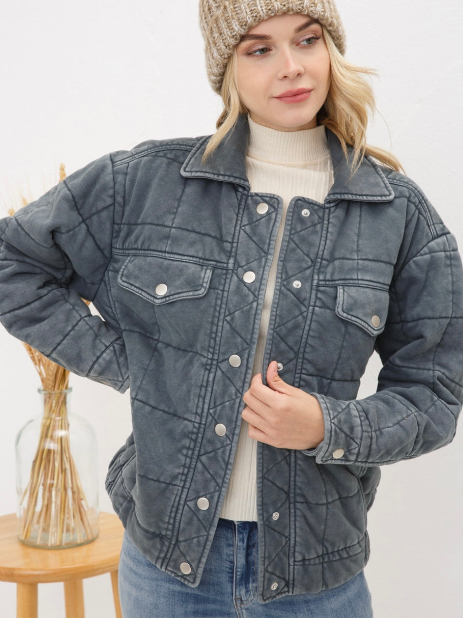 Stone Washed Quilted Jacket