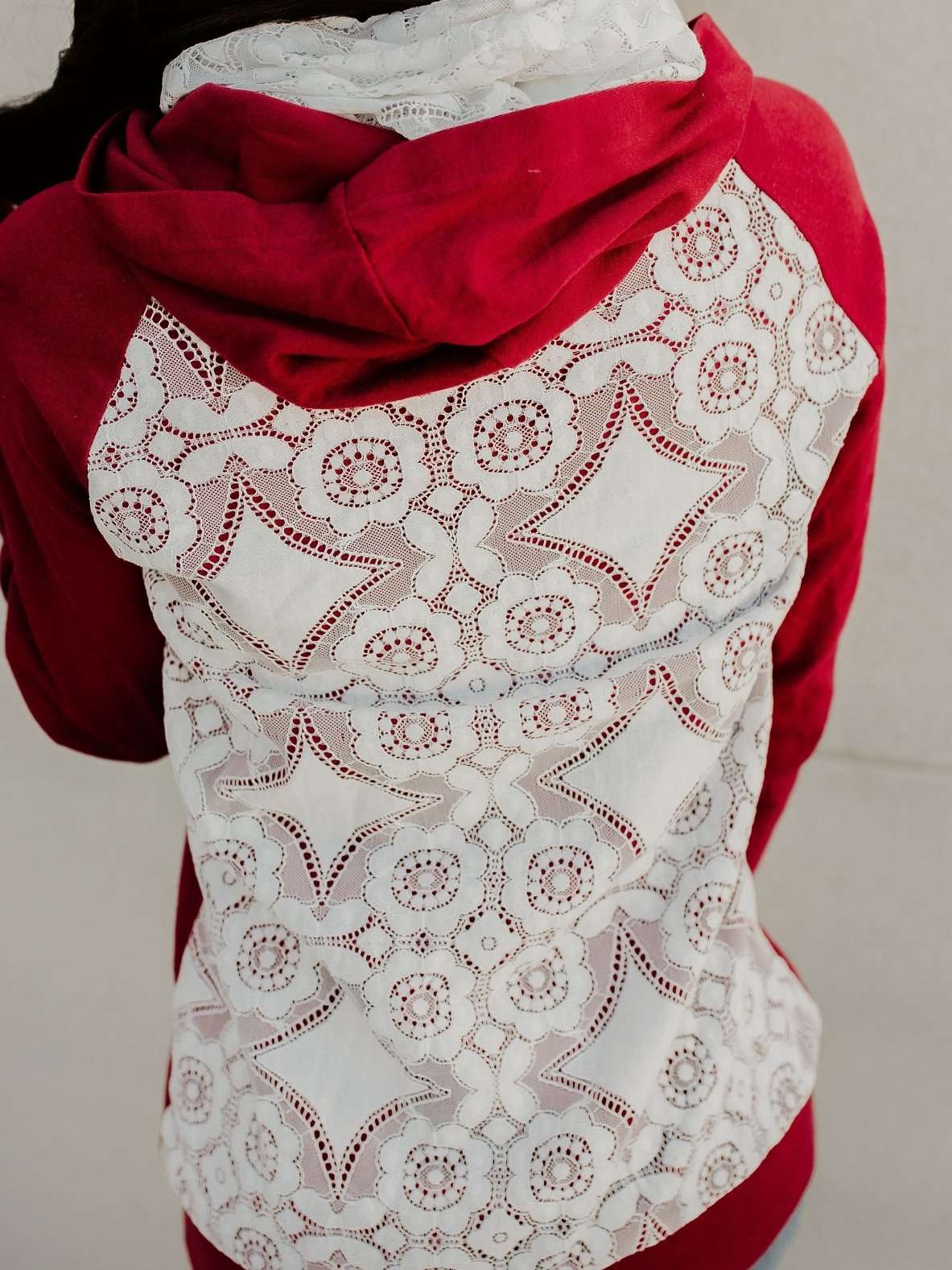 Lovely Lace Burgundy Hoodie Lovely Lace Burgundy Hoodie