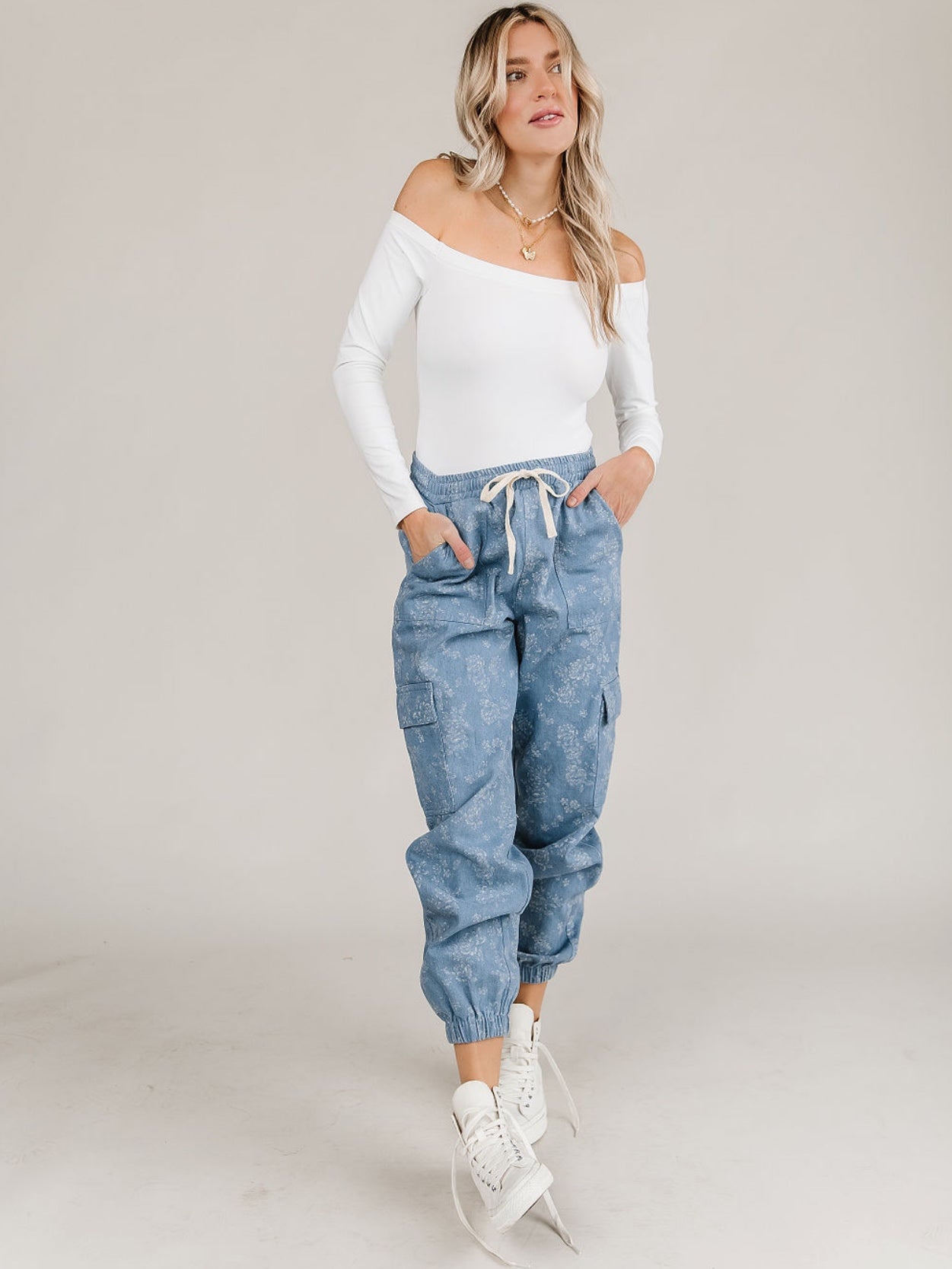 Floral Denim Jogger Floral Denim Jogger